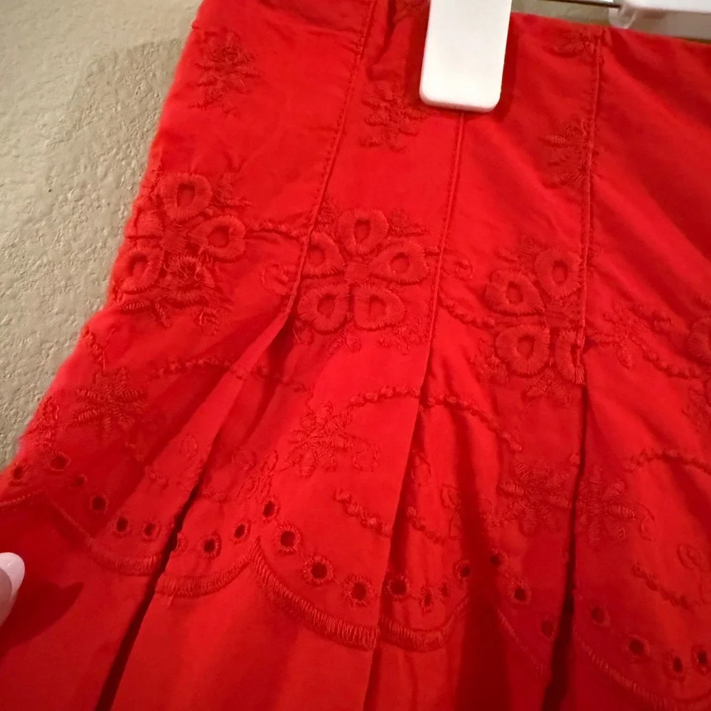 Free People Sweet Like Candy Shorts Women XL Red Eyelet Scalloped High Rise Boho